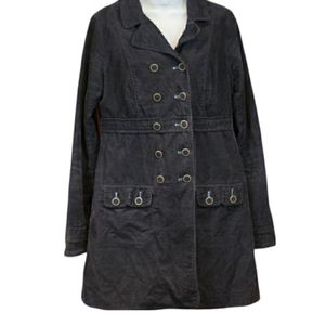 Free People Navy Blue Corduroy Double Breasted Long Coat 10